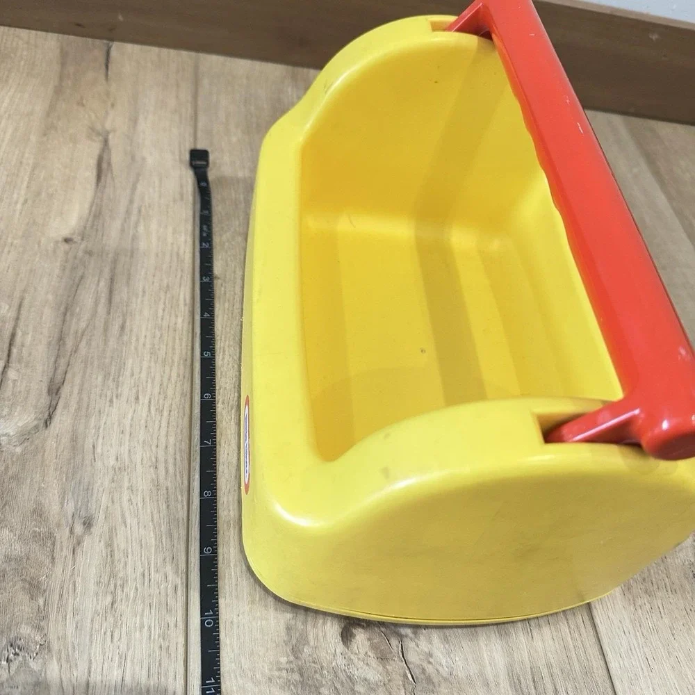 VTG Little Tikes My First‎ Toolbox Carrier Only Yellow Plastic Red Handle 10x8x7